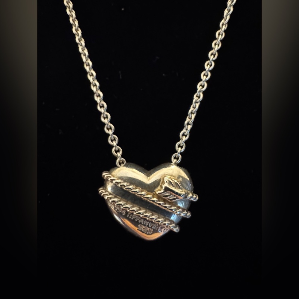 Tiffany & Co. Heart Arrow Pendant and Necklace with COA